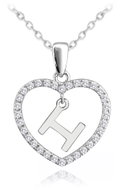 MINET Silver necklace letter in heart "H" with cubic zirconia (Ag 925/1000, 3,4 g) - Necklace