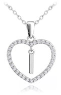 MINET Silver necklace letter in heart "I" with cubic zirconia (Ag 925/1000, 3,45 g) - Necklace