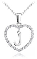 MINET Silver necklace letter in heart "J" with cubic zirconia (Ag 925/1000, 3,35 g) - Necklace