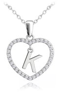 MINET Silver necklace letter in heart "K" with cubic zirconia (Ag 925/1000, 3,4 g) - Necklace