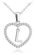 MINET Silver necklace letter in heart "L" with cubic zirconia (Ag 925/1000, 3,35 g) - Necklace