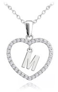 MINET Silver necklace letter in heart "M" with cubic zirconia (Ag 925/1000, 3,45 g) - Necklace