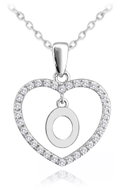 MINET Silver necklace letter in heart "O" with cubic zirconia (Ag 925/1000, 3,35 g) - Necklace