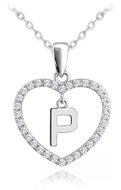 MINET Silver necklace letter in heart "P" with cubic zirconia (Ag 925/1000, 3,35 g) - Necklace