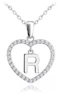 MINET Silver necklace letter in heart "R" with cubic zirconia (Ag 925/1000, 3,4 g) - Necklace