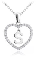 MINET Silver necklace letter in heart "S" with cubic zirconia (Ag 925/1000, 3,45 g) - Necklace