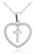 MINET Silver necklace letter in heart "T" with cubic zirconia (Ag 925/1000, 3,4 g) - Necklace