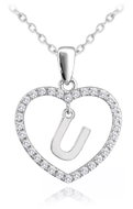MINET Silver necklace letter in heart "U" with cubic zirconia (Ag 925/1000, 3,4 g) - Necklace