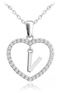 MINET Silver necklace letter in heart "V" with cubic zirconia (Ag 925/1000, 3,35 g) - Necklace