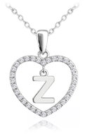 MINET Silver necklace letter in heart "Z" with cubic zirconia (Ag 925/1000, 3,45 g) - Necklace