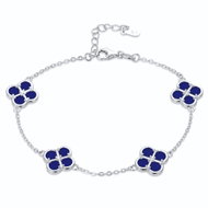 MINET Stříbrný náramek čtyřlístky s lapisy (Ag 925/1000, 4,35 g) - Bracelet