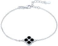 MINET Stříbrný náramek čtyřlístek s černou perletí (Ag 925/1000, 1,9 g) - Bracelet