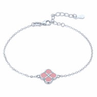MINET Stříbrný náramek čtyřlístek s jadeitem (Ag 925/1000, 1,9 g) - Bracelet
