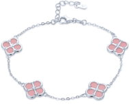 MINET Stříbrný náramek čtyřlístky s jadeity (Ag 925/1000, 4,5 g) - Bracelet