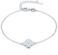 MINET Stříbrný náramek čtyřlístek s bílými zirkony (Ag 925/1000, 2,05 g) - Bracelet