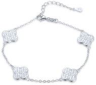 MINET Silver Four-Leaf Clover Bracelet with White Zirconia (Ag 925/1000, 5.25g) - Bracelet