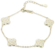 MINET Gold-Plated Silver Bracelet with Four-Leaf Clovers and White Zirconia (Ag 925/1000, 5.1g) - Bracelet