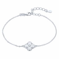 MINET Silver Four-Leaf Clover Bracelet with White Mother of Pearl (Ag 925/1000, 1.95g) - Bracelet