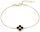 Gold-Plated Silver Bracelet with a Four-Leaf Clover and Black Turquoise (Ag 925/1000, 1.90g)