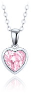 MINET Dětský stříbrný náhrdelník srdíčko s růžovým zirkonem (Ag 925/1000, 2,35 g) - Necklace