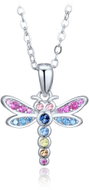 MINET Dětský stříbrný náhrdelník vážka se barevnými zirkony (Ag 925/1000, 2,7 g) - Necklace
