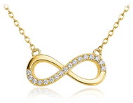 MINET Pozlacený stříbrný náhrdelník nekonečno s bílými zirkony (Ag 925/1000, 2,65 g) - Necklace