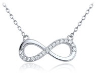 MINET Stříbrný náhrdelník nekonečno s bílými zirkony (Ag 925/1000, 2,6 g) - Necklace