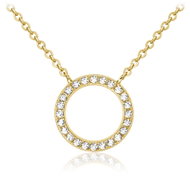 MINET Pozlacený stříbrný náhrdelník kroužek s bílými zirkony (Ag 925/1000, 2,35 g) - Necklace