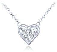 MINET Stříbrný náhrdelník se srdíčkem s bílými zirkony (Ag 925/1000, 2,1 g) - Necklace