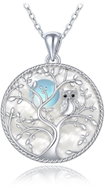 MINET Stříbrný náhrdelník strom života se sovou a bílou perletí (Ag 925/1000, 4,6 g) - Necklace