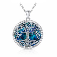 MINET Stříbrný náhrdelník strom života s bílými zirkony a perletí (Ag 925/1000, 5,45 g) - Necklace