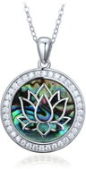 MINET Stříbrný náhrdelník lotosový květ s perletí a zirkony (Ag 925/1000, 5,95 g) - Necklace