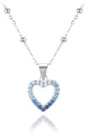 MINET Stříbrný náhrdelník srdce se zirkony v modrých odstínech (Ag 925/1000, 3 g) - Necklace