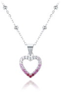 MINET Stříbrný náhrdelník srdce se zirkony v červených odstínech (Ag 925/1000, 3,05 g) - Necklace