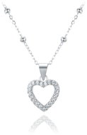 MINET Stříbrný náhrdelník srdce s bílými zirkony (Ag 925/1000, 3,05 g) - Necklace