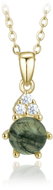 MINET Pozlacený stříbrný náhrdelník s tmavým mechovým achátem a zirkonem (Ag 925/1000, 3,2 g) - Necklace