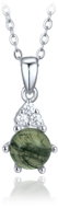 MINET Stříbrný náhrdelník s tmavým mechovým achátem a zirkonem (Ag 925/1000, 3,15 g) - Necklace