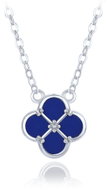 MINET Stříbrný náhrdelník čtyřlístek s lapisem (Ag 925/1000, 2,55 g) - Necklace
