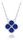 Silver Four-Leaf Clover Necklace with Lapis (Ag 925/1000, 2.55g)