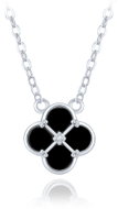 MINET Stříbrný náhrdelník čtyřlístek s černou perletí (Ag 925/1000, 2,6 g) - Necklace