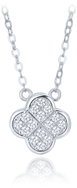 MINET Stříbrný náhrdelník čtyřlístek s bílými zirkony (Ag 925/1000, 2,7 g) - Necklace
