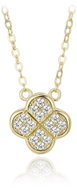 MINET Pozlacený stříbrný náhrdelník čtyřlístek s bílými zirkony (Ag 925/1000, 2,8 g) - Necklace
