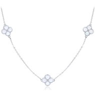 MINET Stříbrný náhrdelník čtyřlístky s bílou perletí (Ag 925/1000, 5,8 g) - Necklace