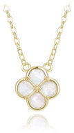 MINET Pozlacený stříbrný náhrdelník čtyřlístek s bílou perletí (Ag 925/1000, 2,55 g) - Necklace
