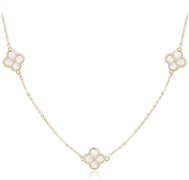 MINET Pozlacený stříbrný náhrdelník čtyřlístky s bílou perletí (Ag 925/1000, 5,9 g) - Necklace