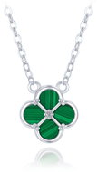 MINET Stříbrný náhrdelník čtyřlístek s malachitem (Ag 925/1000, 2,65 g) - Necklace