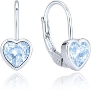 MINET Children's Silver Heart Earrings with Light Blue Zirconia (Ag 925/1000, 1.9g) - Earrings