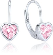 MINET Children's Silver Heart Earrings with Pink Zirconia (Ag 925/1000, 1.95g) - Earrings