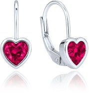 MINET Children's Silver Heart Earrings with Red Zirconia (Ag 925/1000, 1.85g) - Earrings