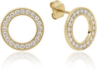 MINET Gold-Plated Silver Hoop Earrings with White Zirconia (Ag 925/1000, 2.2g) - Earrings